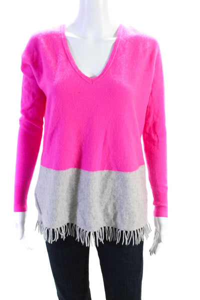 Lilly Pulitzer Womens Cashmere V Neck Sweater Pink Gray Size Extra Extra Small