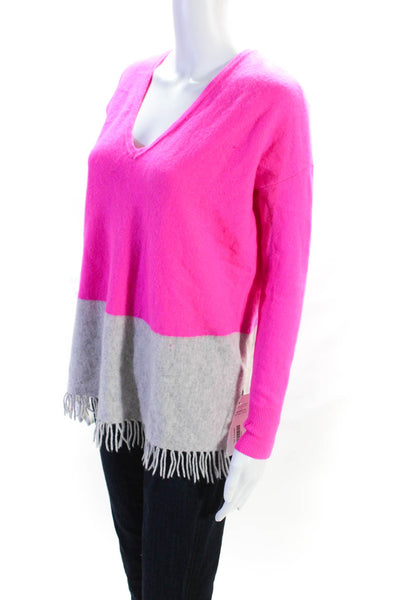 Lilly Pulitzer Womens Cashmere V Neck Sweater Pink Gray Size Extra Extra Small