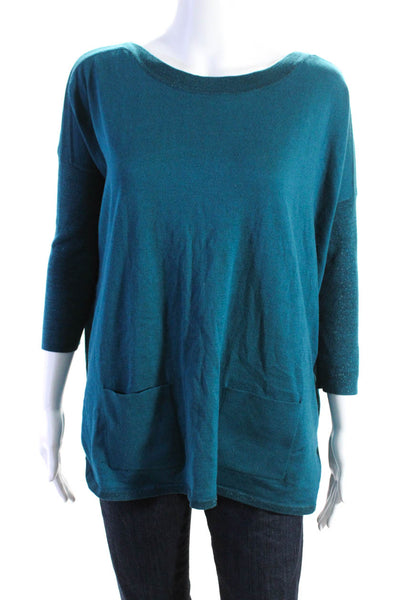 Lilly Pulitzer Womens Crew Neck Pullover Sweater Teal Blue Size Extra Small