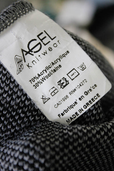 Aggel Knitwear Womens Star Print Long Sleeve Split Hem Sweater Gray Black Size S
