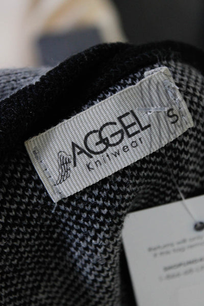 Aggel Knitwear Womens Star Print Long Sleeve Split Hem Sweater Gray Black Size S