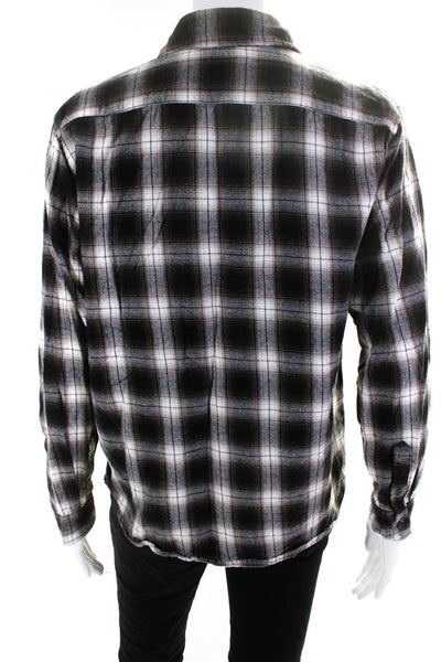 Bixby Boys Cotton Long Sleeve Plaid Button Down Shirt Brown Size XL 16-18