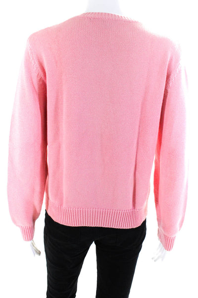 Ralph Lauren Golf Womens Long Sleeves V Neck Sweater Pink Cotton Size Medium