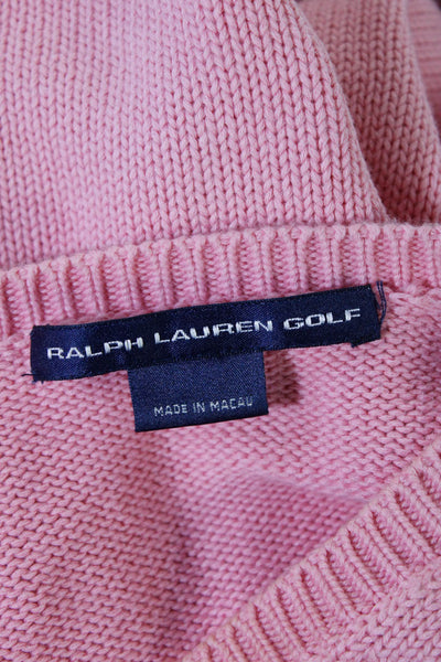 Ralph Lauren Golf Womens Long Sleeves V Neck Sweater Pink Cotton Size Medium