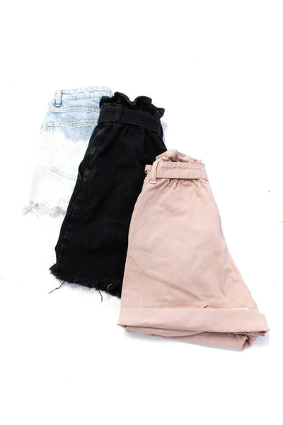 Zara Womens High Rise Buttoned Paperbag Shorts Pink Blue Black Size 2 4 6 Lot 3