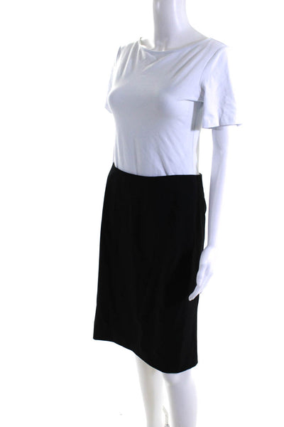 Theory Womens Back Slits Pencil Skirt Black Wool Size 4