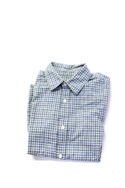Bonpoint Boys Plaid Long Sleeved Button Down Collared Shirt Blue Gray Size 10