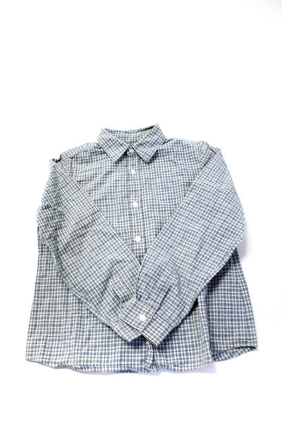 Bonpoint Boys Plaid Long Sleeved Button Down Collared Shirt Blue Gray Size 10