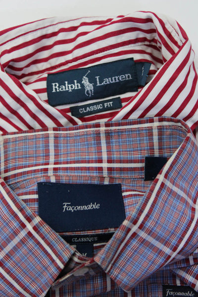 Faconnable Ralph Lauren Mens Button Down Shirts Red Size Medium Small  Lot 2