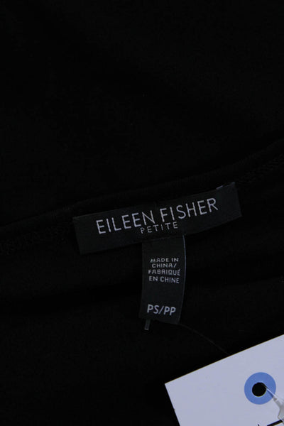 Eileen Fisher Womens Layered Round Neck Slit Sleeveless Tank Top Black Size PS