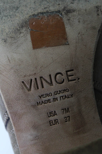 Vince Women's Round Toe Suede Black Heels Bootie Gray Size 7