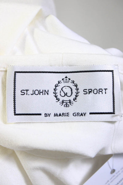 St. John Sport by Marie Gray Women's Embellished Short Sleeve Shirt White Size M