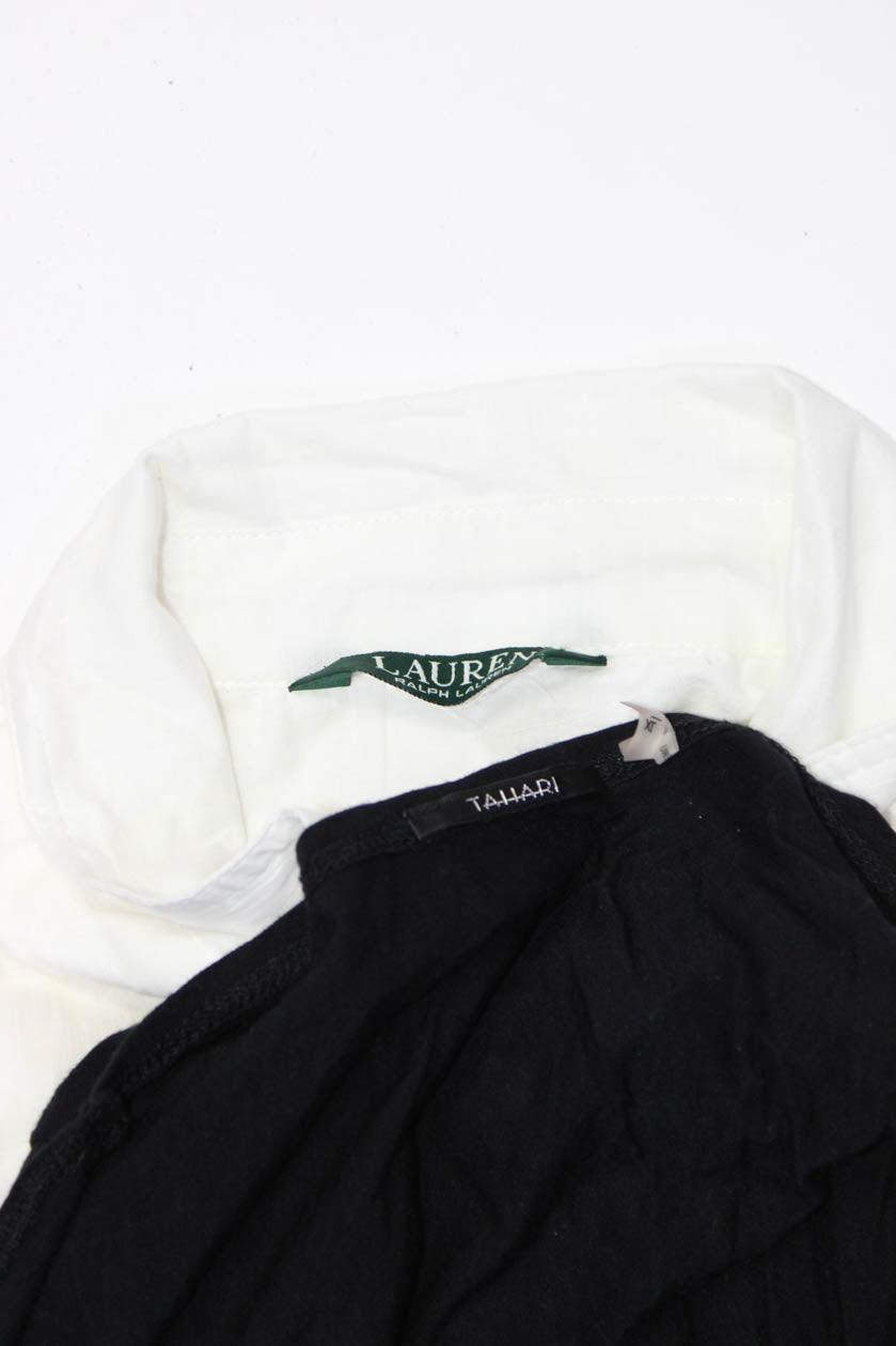 Lauren Ralph Lauren Tahari Womens Cotton Button Down Shirt White