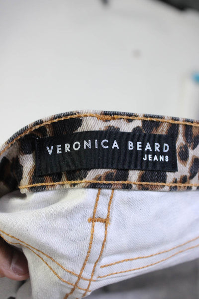 Veronica Beard Jeans Women's Animal Print High Rise Skinny Jeans Beige Size 30