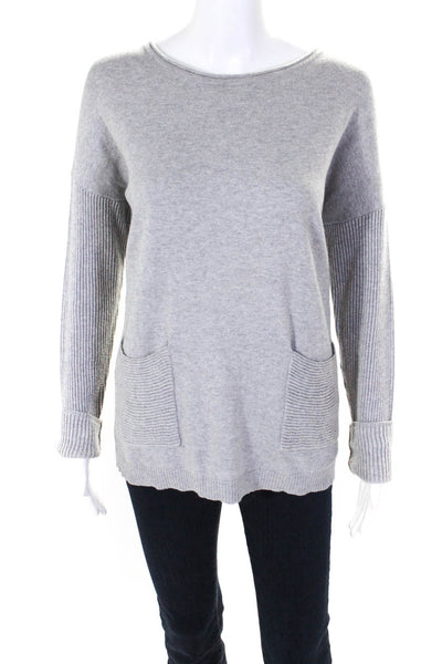 Lisa Todd Womens Cotton Side Snap Long Sleeve Pullover Sweater Gray Size M