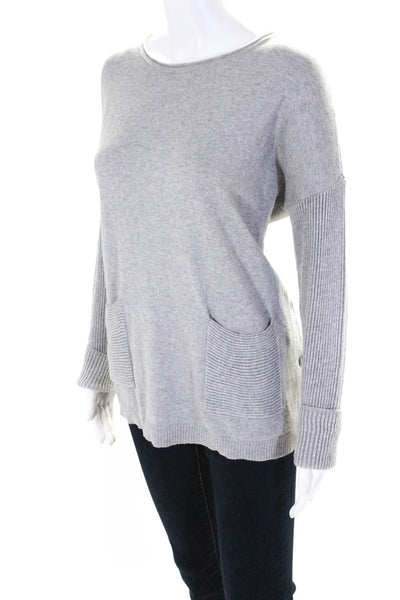 Lisa Todd Womens Cotton Side Snap Long Sleeve Pullover Sweater Gray Size M