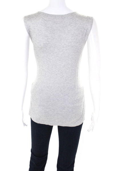 Magaschoni Womens Silk Knit Scoop Neck Sleeveless Tank Top Gray Size L