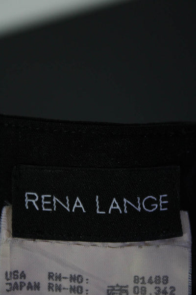 Rena Lange Womens Wool Cuffed Straight Leg Pleated Zip Up Pants Black SIze 10