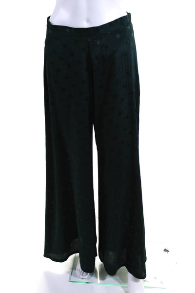 Jane Wood Womens Polka Dot Button Down Blouse Top w/ Pants Set Green Size S 38