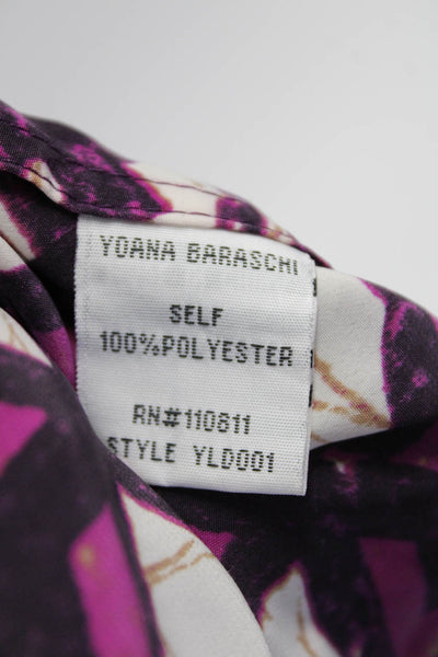 Yoana Baraschi Womens Geometric Draped Short Sleeve Sheath Dress Purple Size 4