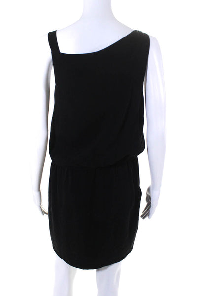 Theory Womens Silk Ruched Sleeveless Knee-Length Slip-On Dress Black Size 4