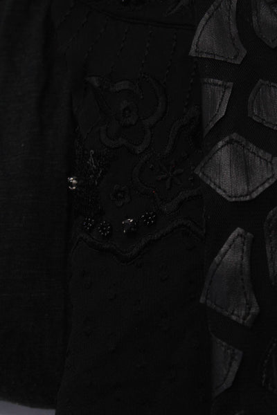 ASTR Sanctuary Womens Patchwork Beaded Textured Blouse Tops Black Size S M Lot 3