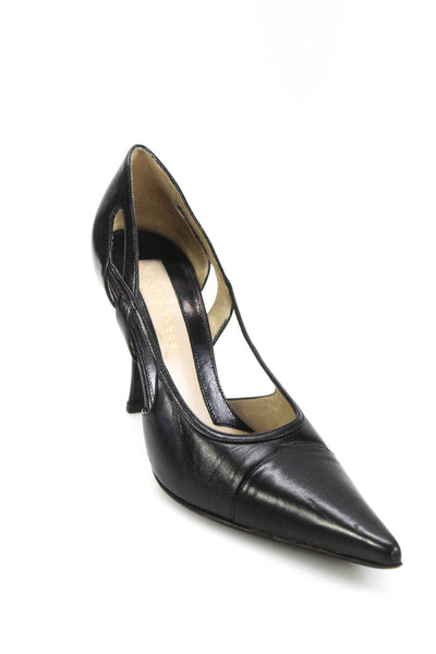 Sergio Rossi Womens Leather Cut Out Pointed Toe High Pumps Black Size 10US 40EU