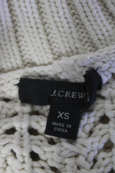 J Crew Women's Round Neck Long Sleeves Open Knit Sweater Beige Size XS