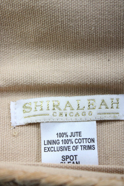 Shiraleah Women's Jute Striped Tassel Clutch Handbag Beige Size Small