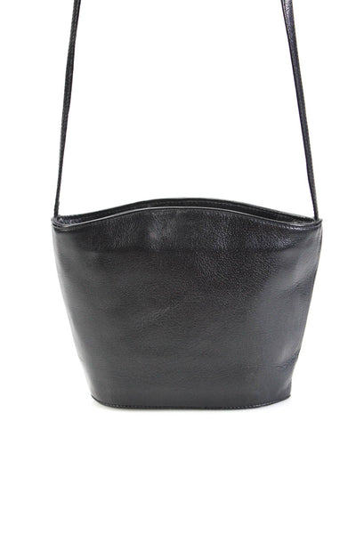 Carlos Falchi Womens Leather Thin Strap Zip Up Shoulder Bag Purse Black