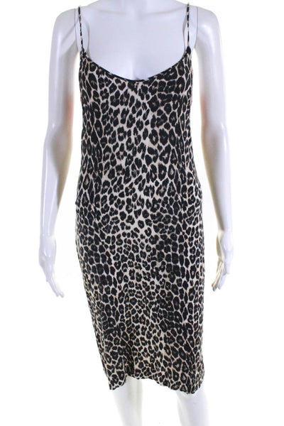 Tamara Mellon Womens Animal Sleeveless V-Neck Midi Tank Dress Beige Size XS