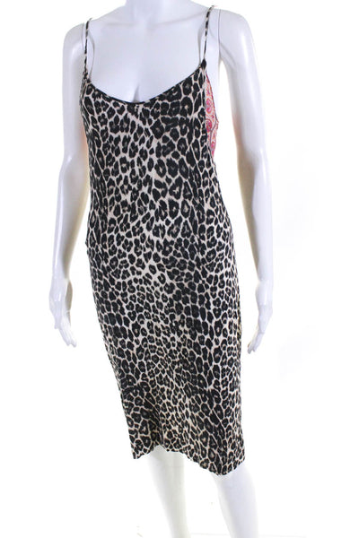 Tamara Mellon Womens Animal Sleeveless V-Neck Midi Tank Dress Beige Size XS