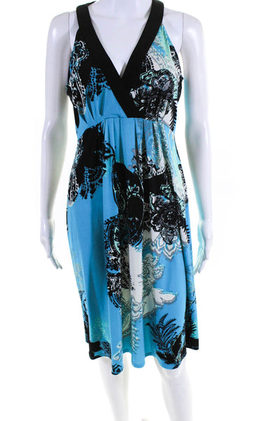 Tahari Womens Sleeveless Floral Paisley Multicolor Knee Length Dress Blue Size S