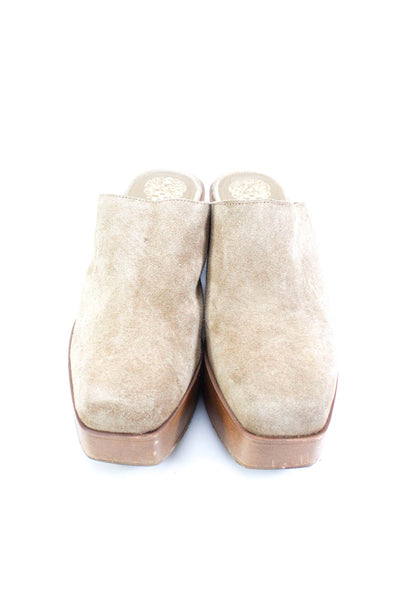 Vince Camuto Women's Suede Wood Heel Mule Clogs Brown Size 8.5