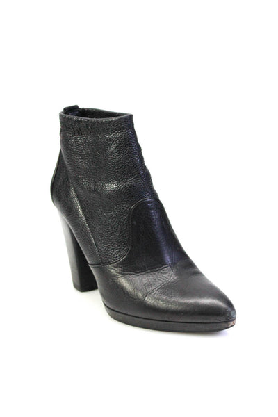 Stuart Weitzman Womens Leather Pointed Toe Pull On Ankle Boots Black Size 5