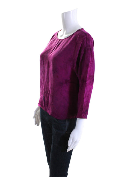 Gryphon New York Womens Silk Tie Dye Spotted Long Sleeve Blouse Top Pink Size S
