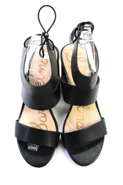 Sam Edelman Womens Leather Valerie Sandal Heels Black Size 7.5 Medium