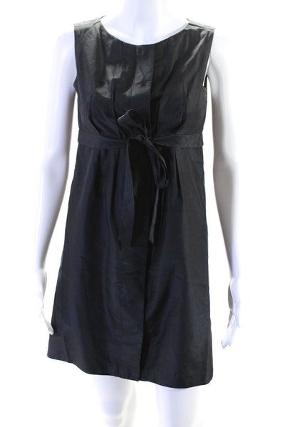 Laundry by Design Womens Button Front Crew Neck Silk Shift Dress Black Size 4P