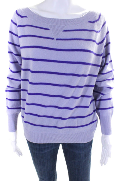 J Crew Womens Pullover Scoop Neck Striped Cashmere Sweater Lavender Size XS