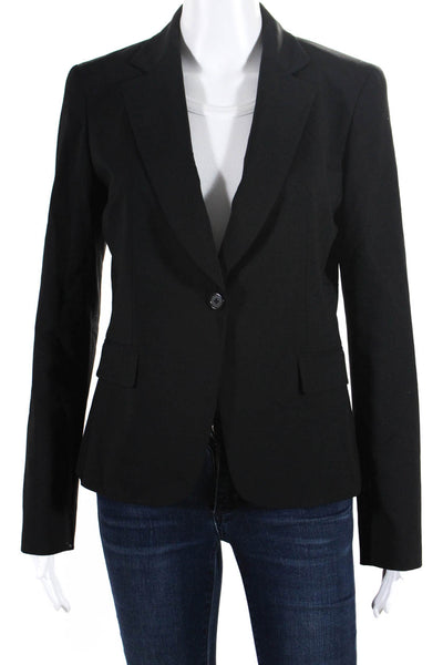 Tahari Womens Wool Notched Lapel Long Sleeve One Button Blazer Black Size 6