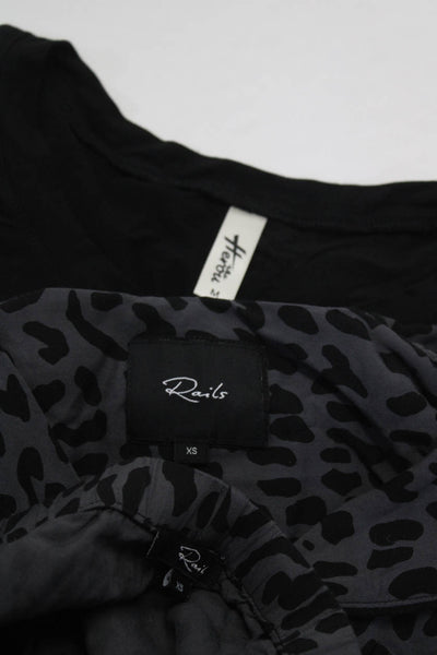 Herou Rails Womens Short Sleeve Top Shorts Pajama Set Black Gray Size M XS Lot 2