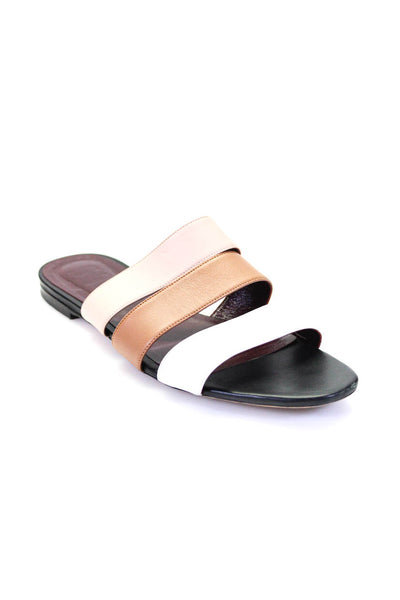 Staud Womens Flat Strappy Slides Sandals Beige White Tan Size 41 11