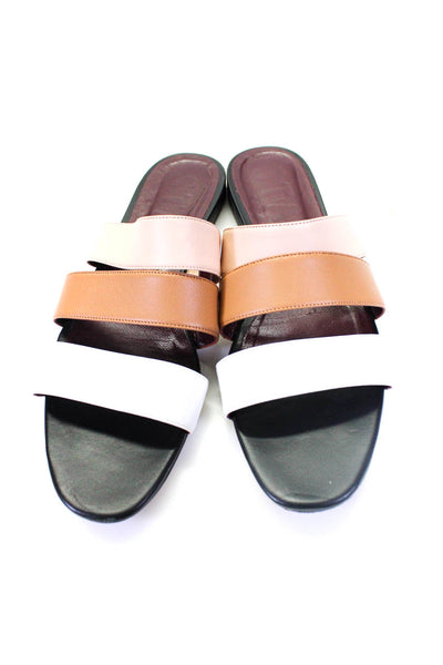 Staud Womens Flat Strappy Slides Sandals Beige White Tan Size 41 11