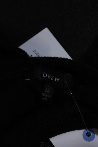 Drew Womens Long Sleeve Ribbed Knit Super Crop Shrug Top Black Size Medium