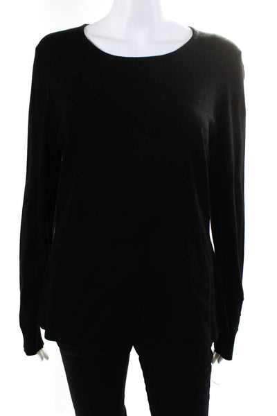 J Envie Womens Long Sleeve Crew Neck Pullover Sweater Black Size Large