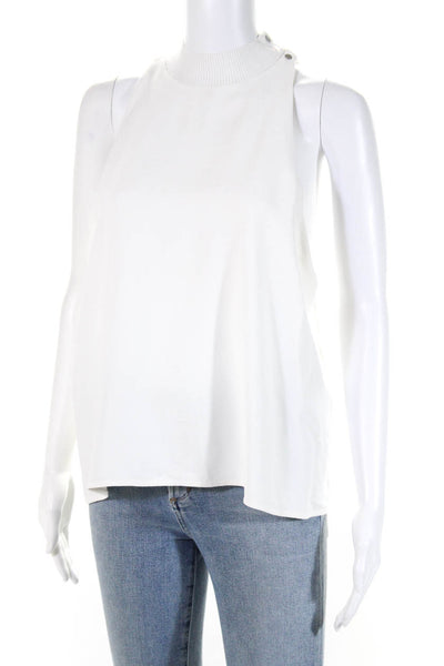 ALC Womens Sleeveless Mock Neck Back Slit Blouse Top White Size 8
