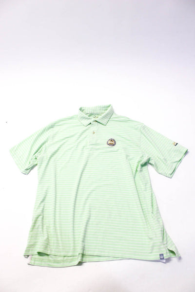 Peter Millar Vansport Mens Collared Shirts Polo Tops Green Blue Size L Lot 2