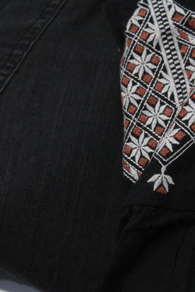 Madewell Womens Embroidered Chambray Shirts Gray Black Size Medium Lot 2