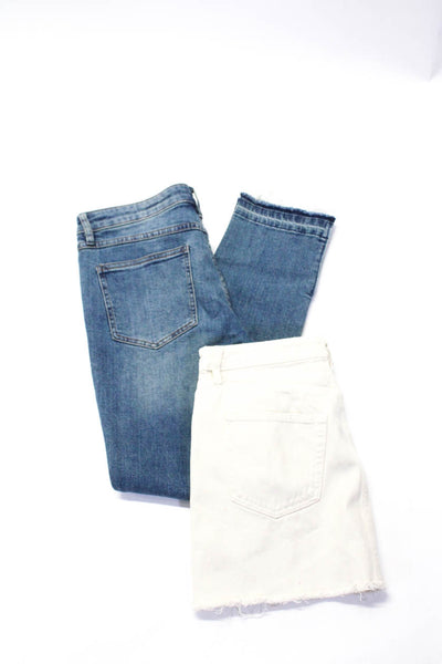 We The Free Free People Womens Denim Skirt Straight Leg Jeans White 29 30 Lot 2