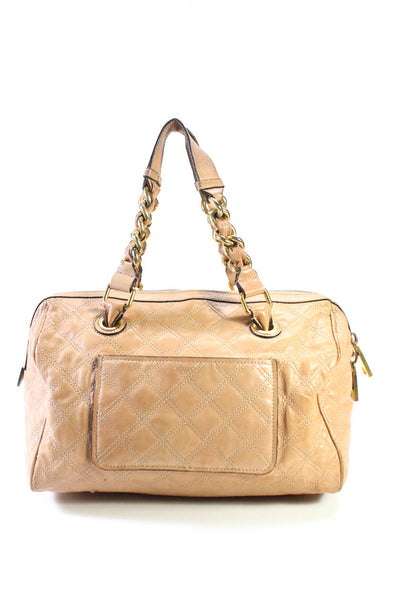 Marc Jacobs Womens Leather Quilted Gold Tone Satchel Westdie Shoulder Handbag Be